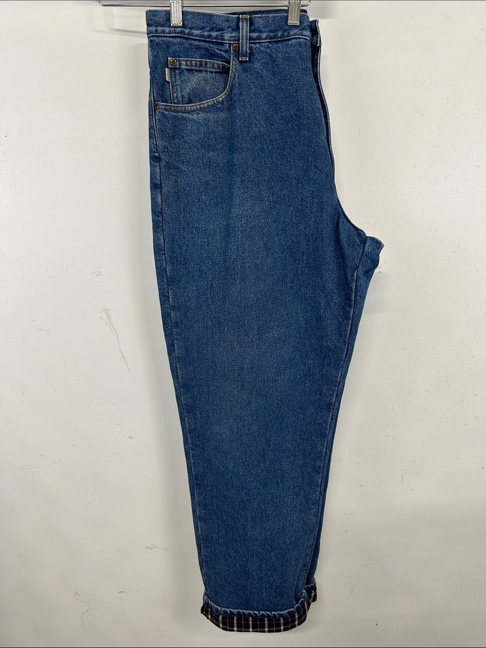 L.L. Bean flannel lined 5-pocket blue jeans.  40 x 32